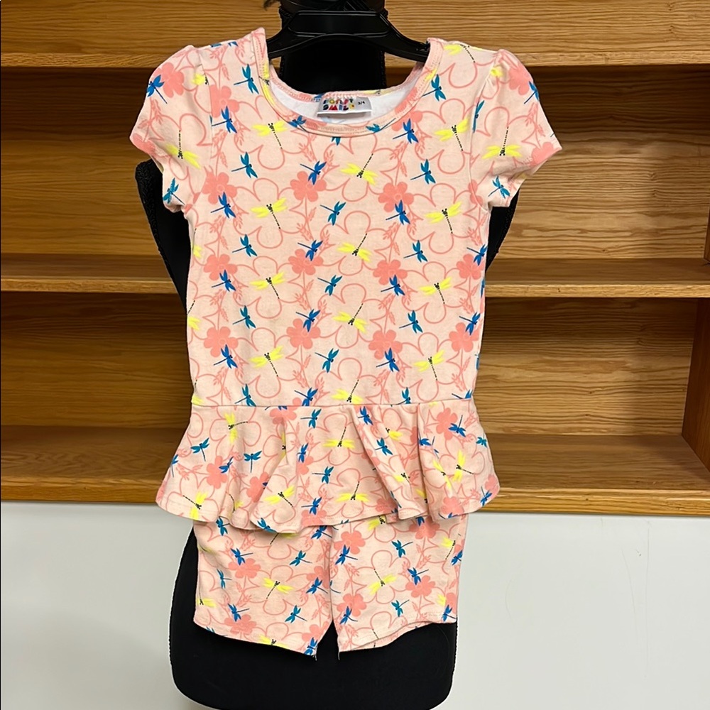 Dot dot smile romper with Peplum Top firefly Print